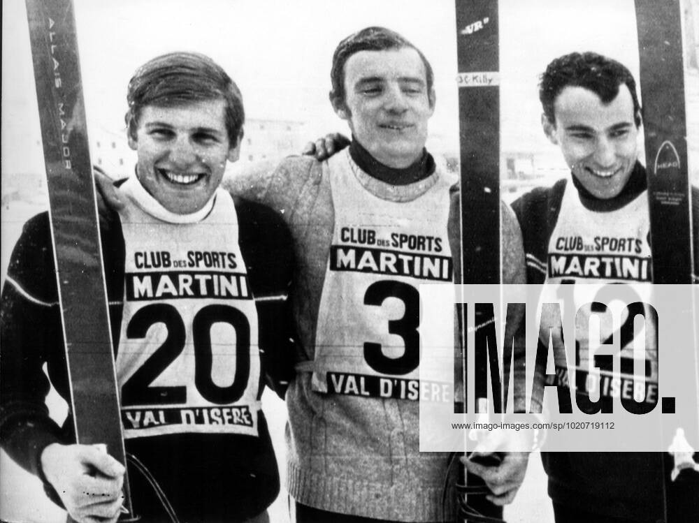 Roger Rossat Mignot 2nd, Jean Claude Killy and Suisse Edmund. 14 December 1966