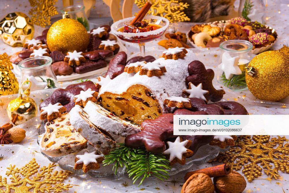 Christmas marzipan stollen with gingerbread