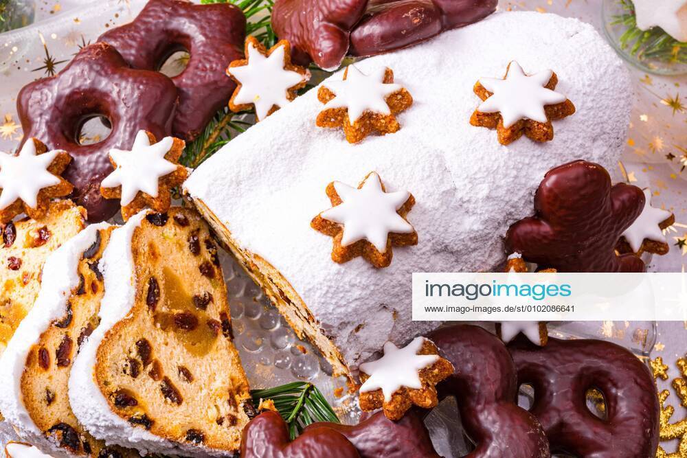 Christmas marzipan stollen with gingerbread