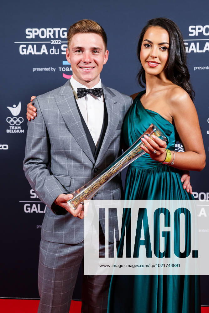 Belgian road cyclist Remco Evenepoel wins Sportman van het jaar Sportif de l annee award and celebrates with his wife Oumii Rayane during the Sportgala award show, to announce the women and men of the year 2022, Friday 06 January 2023 in Antwerp. KURTxDESPLENTER x57920870x