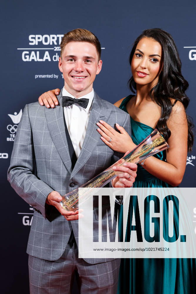 Belgian road cyclist Remco Evenepoel wins Sportman van het jaar Sportif de l annee award and celebrates with his wife Oumii Rayane during the Sportgala award show, to announce the women and men of the year 2022, Friday 06 January 2023 in Antwerp. KURTxDESPLENTER x57920912x