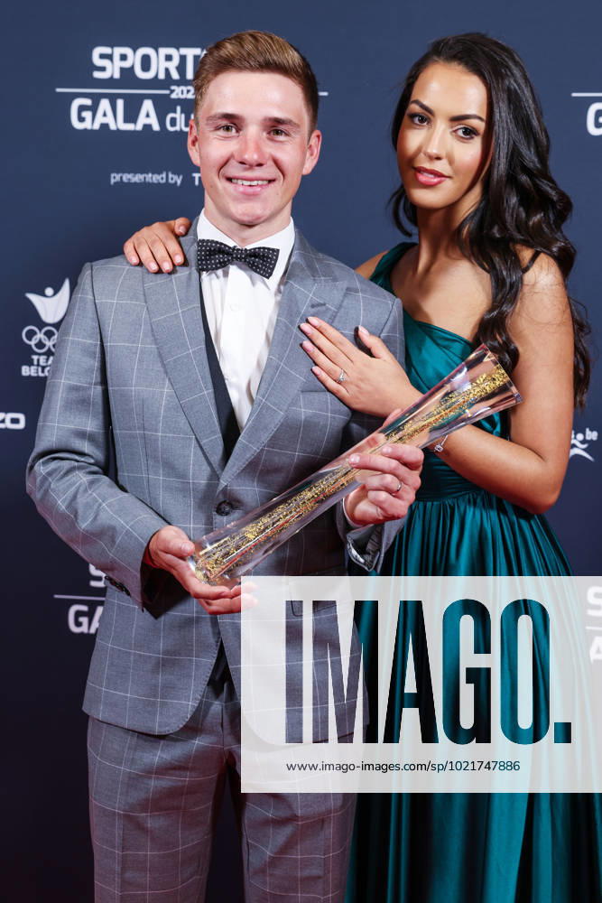Belgian road cyclist Remco Evenepoel wins Sportman van het jaar Sportif de l annee award and celebrates with his wife Oumii Rayane during the Sportgala award show, to announce the women and men of the year 2022, Friday 06 January 2023 in Antwerp. KURTxDESPLENTER x57922816x