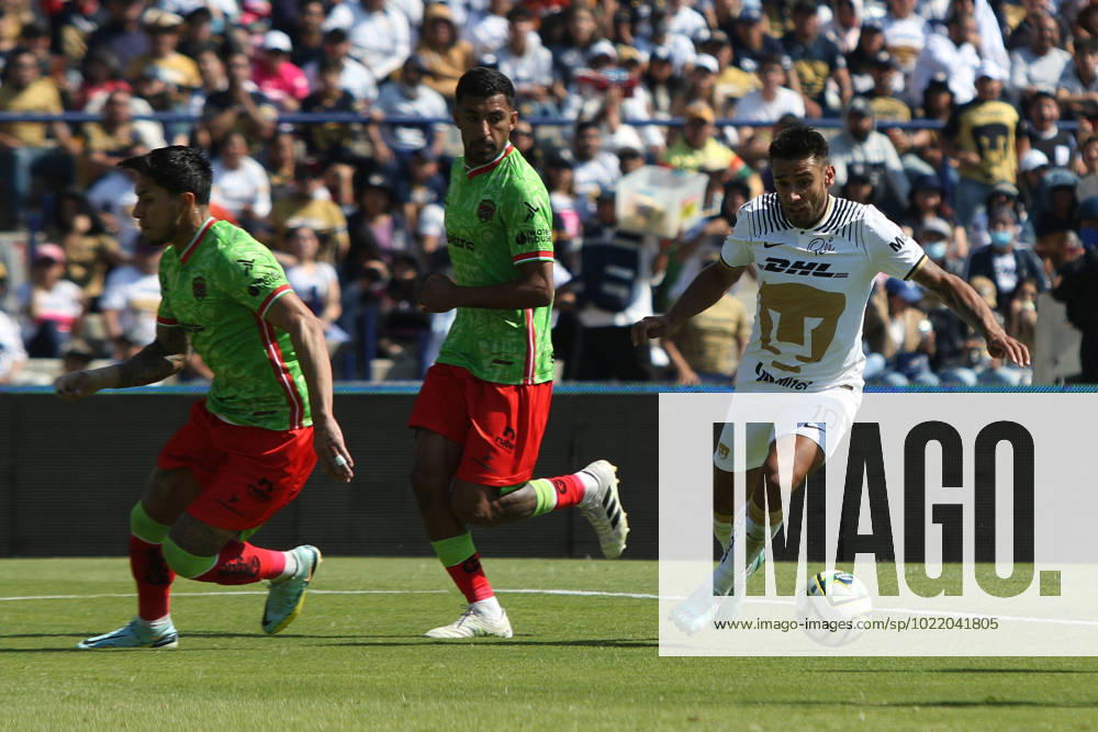 Juarez at Pumas Closing Tournament 2023 Of Mexican Football League January 8, 2023, Mexico City, Mexico: Eduardo Salvio of Pumas (R) in action during the Pumas vs Juarez match of the closing tournament 2023 of the League MX at the University Olympic Stadium. on January 8, 2023 in Mexico City, Mexico. (Photo by Ismael Rosas Eyepix Group)