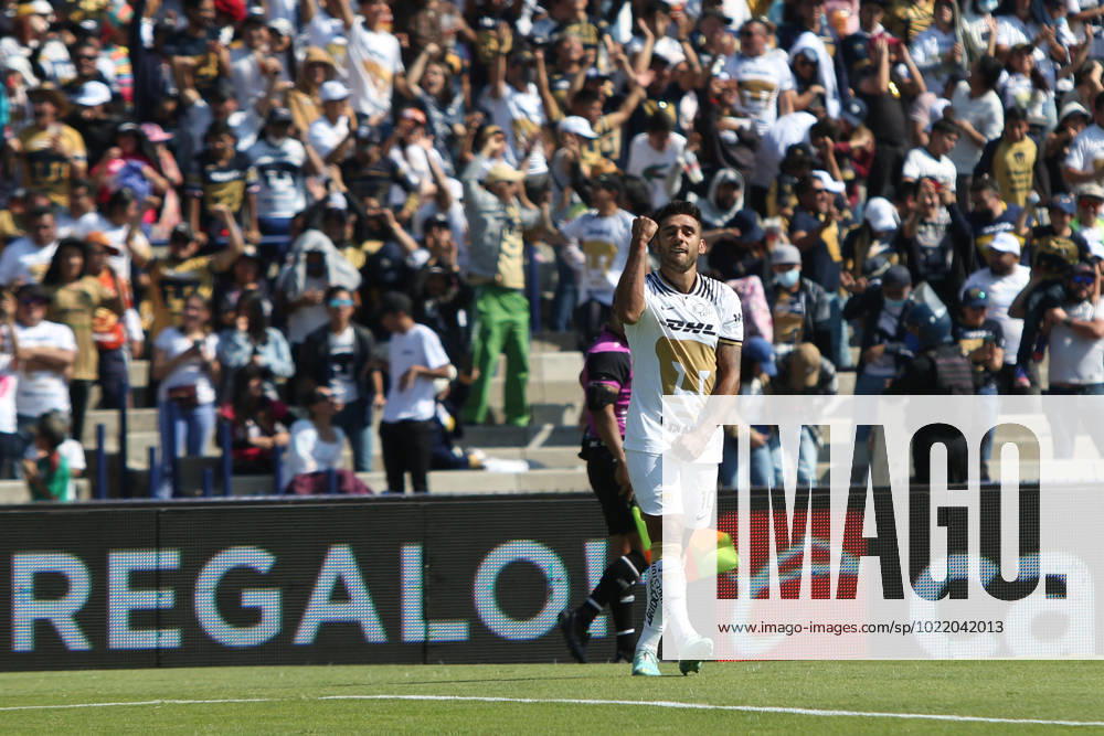 Juarez at Pumas Closing Tournament 2023 Of Mexican Football League January 8, 2023, Mexico City, Mexico: Eduardo Salvio of Pumas celebrates during the Pumas vs Juarez match of the closing tournament 2023 of the League MX at the University Olympic Stadium. on January 8, 2023 in Mexico City, Mexico. (Photo by Ismael Rosas Eyepix Group)