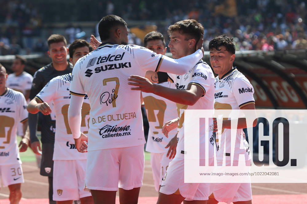 Juarez at Pumas Closing Tournament 2023 Of Mexican Football League January 8, 2023, Mexico City, Mexico: Pumas celebrate goal during the Pumas vs Juarez match of the closing tournament 2023 of the League MX at the University Olympic Stadium. on January 8, 2023 in Mexico City, Mexico. (Photo by Ismael Rosas Eyepix Group)