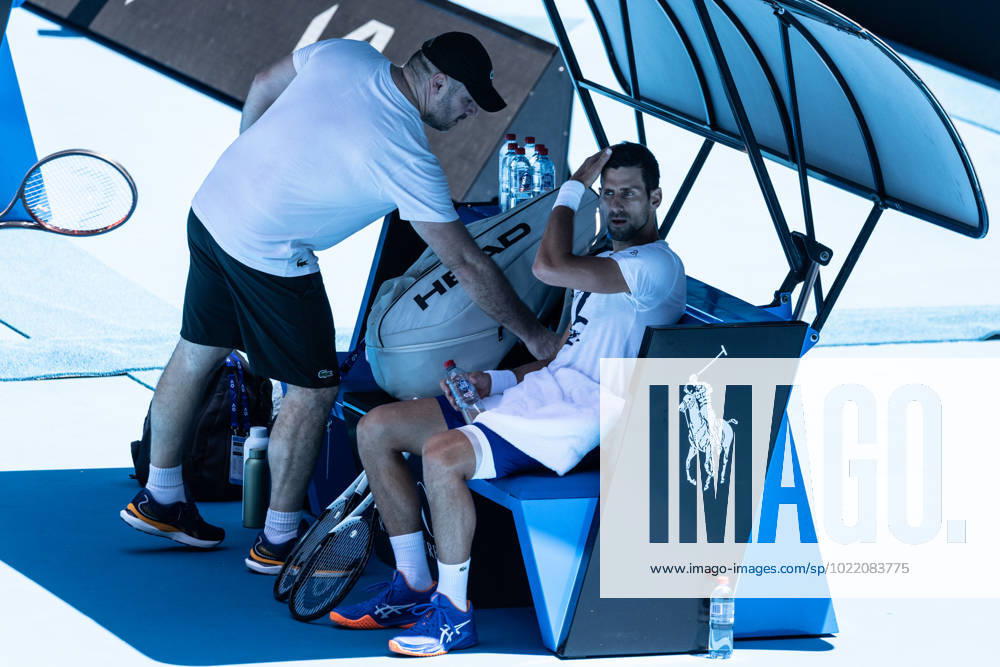 TENNIS AUSTRALIAN OPEN PRACTICE, Novak Djokovic of Serbia during an Australian Open practice session at Melbourne Park in Melbourne, Thursday, January 12, 2023. ( NO ARCHIVING, , NO USE IN BOOKS WITHOUT CONSENT MELBOURNE VICTORIA AUSTRALIA