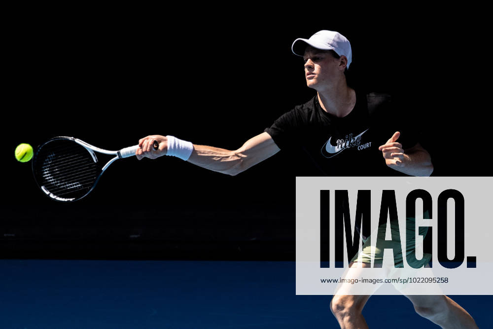 TENNIS AUSTRALIAN OPEN PRACTICE, Jannik Sinner of Italy during an Australian Open practice session at Melbourne Park in Melbourne, Thursday, January 12, 2023. ( NO ARCHIVING, , NO USE IN BOOKS WITHOUT CONSENT MELBOURNE VICTORIA AUSTRALIA