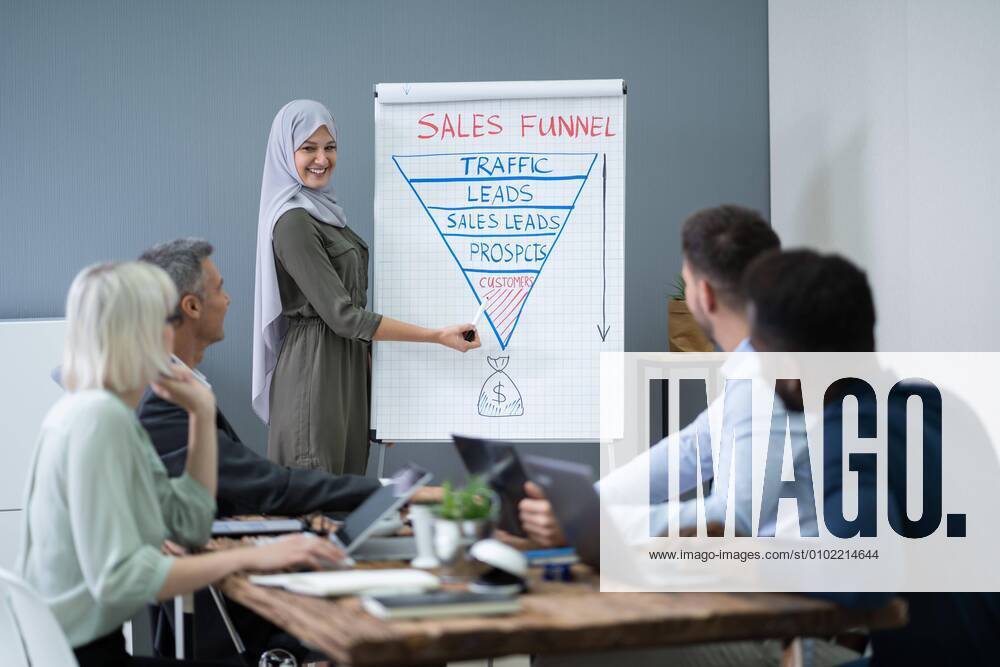 Muslim Businesswoman Giving Presentation