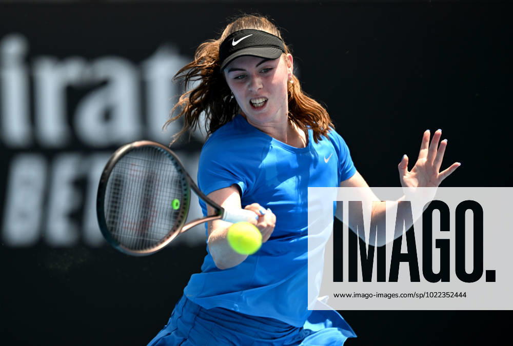 TENNIS AUSTRALIAN OPEN, Talia Gibson of Australia returns during her Women?s Singles 1st Round match against Clara Burel of France on Day 1 of the 2023 Australian Open tennis tournament at Melbourne Park in Melbourne, Monday, January 16, 2023. ( NO ARCHIVING, , NO USE IN BOOKS WITHOUT CONSENT MELBOURNE VICTORIA AUSTRALIA