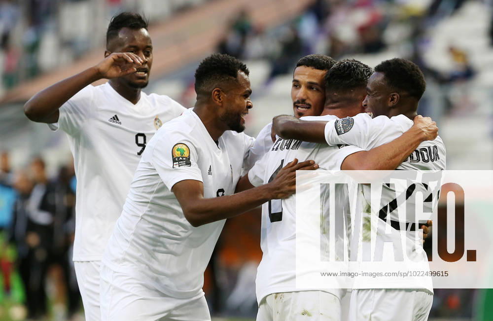 CHAN 2023 In Algeria Libya players celebrate after scoring a goal during the Group A match of the 7th CHAN-2022 African Nations Championship (postponed to 2023), only for local players, at the Nelson Mandela stadium in Algiers, Algeria on 17 January 2023 Algiers Algeria