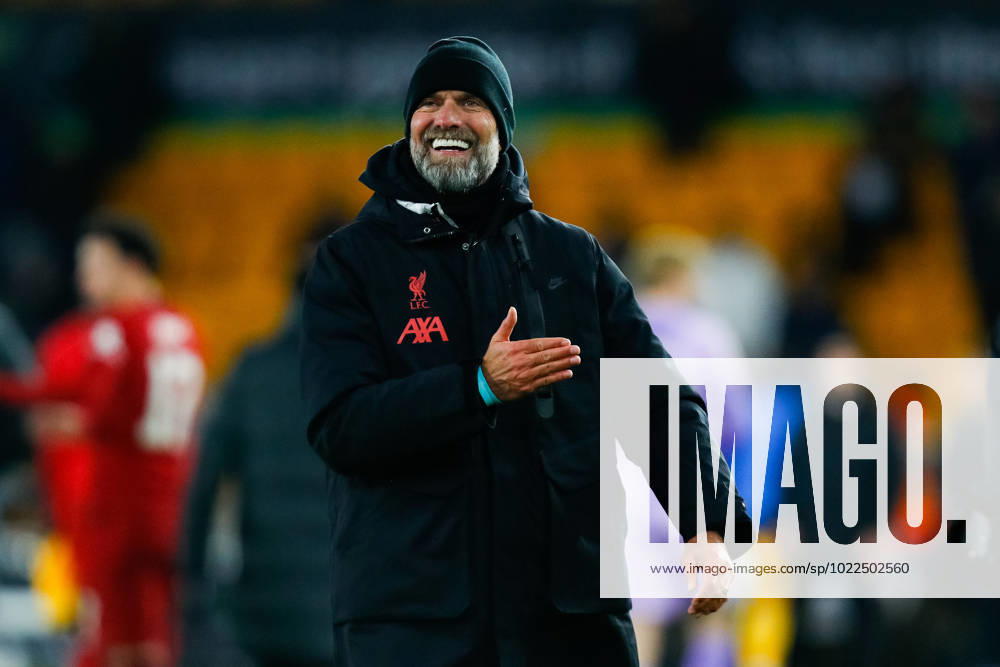 17th January 2023; Molineux Stadium, Wolverhampton, West Midlands, England; FA Cup Football, Wolverhampton Wanderers versus Liverpool; Liverpool Manager Jurgen Klopp celebrates after the final whistle ActionPlus12469090 GrahamxWilson