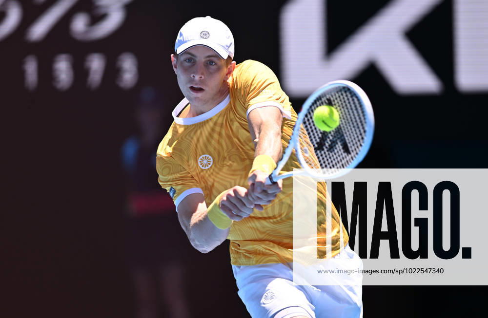 TENNIS AUSTRALIAN OPEN, Tallon Griekspoor of the Netherlands returns to Stefanos Tsitsipas of Greece during their third round match at the 2023 Australian Open tennis tournament at Melbourne Park in Melbourne, Friday, January 20, 2023. ( NO ARCHIVING, , NO USE IN BOOKS WITHOUT CONSENT MELBOURNE VICTORIA AUSTRALIA