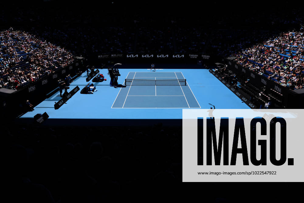 TENNIS AUSTRALIAN OPEN, A general view of Stefanos Tsitsipas of Greece in action during his third round match against Tallon Griekspoor of the Netherland on Rod Laver Arena during the 2023 Australian Open tennis tournament at Melbourne Park in Melbourne, Friday, January 20, 2023. ( NO ARCHIVING, , NO USE IN BOOKS WITHOUT CONSENT MELBOURNE VICTORIA AUSTRALIA