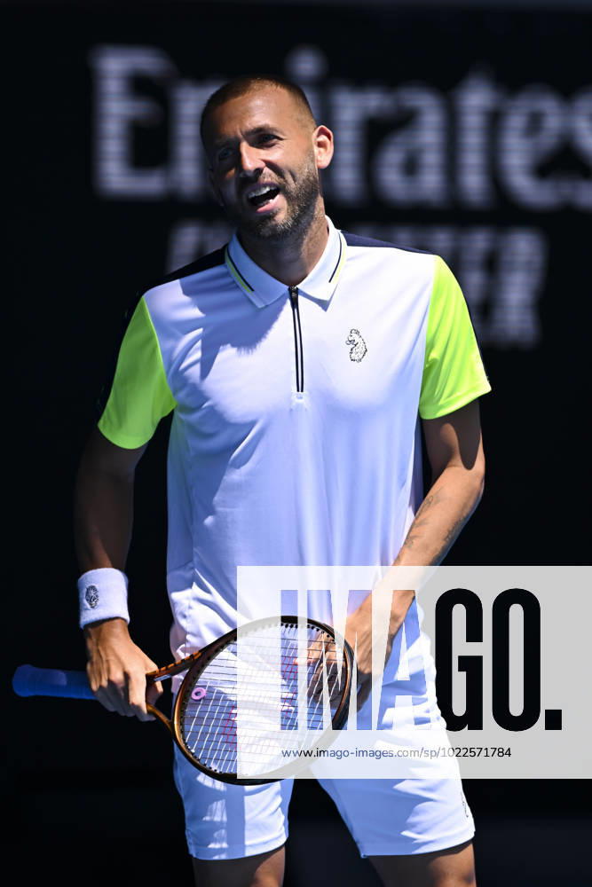 TENNIS AUSTRALIAN OPEN, Daniel Evans of Great Britain reacts during his match against Andrey Rublev of Russia during the 2023 Australian Open tennis tournament at Melbourne Park in Melbourne, Saturday, January 21, 2023. ( NO ARCHIVING, , NO USE IN BOOKS WITHOUT CONSENT MELBOURNE VICTORIA AUSTRALIA