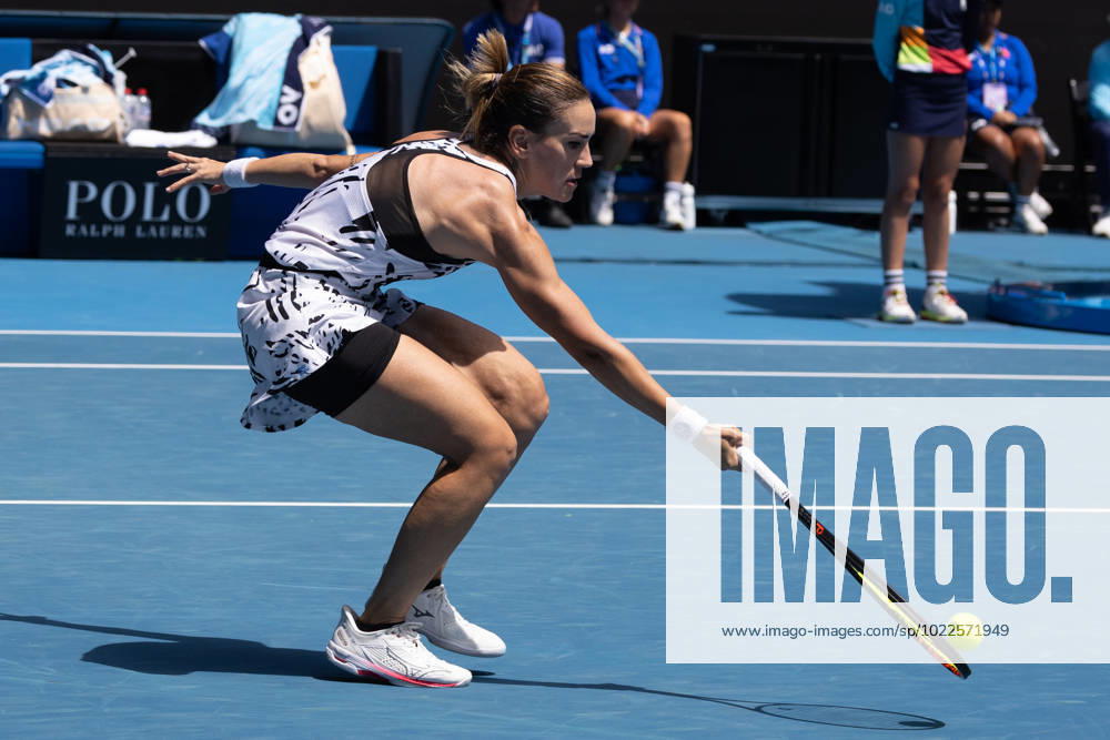 Nuria Parrizas Diaz of Spain in action during round 3 match between Donna Vekic of Croatia Nuria Parrizas Diaz of Spain, Day 6 at the Australian Open Tennis 2023 at Margaret Court Arena, Melbourne, Australia on 21 January 2023.