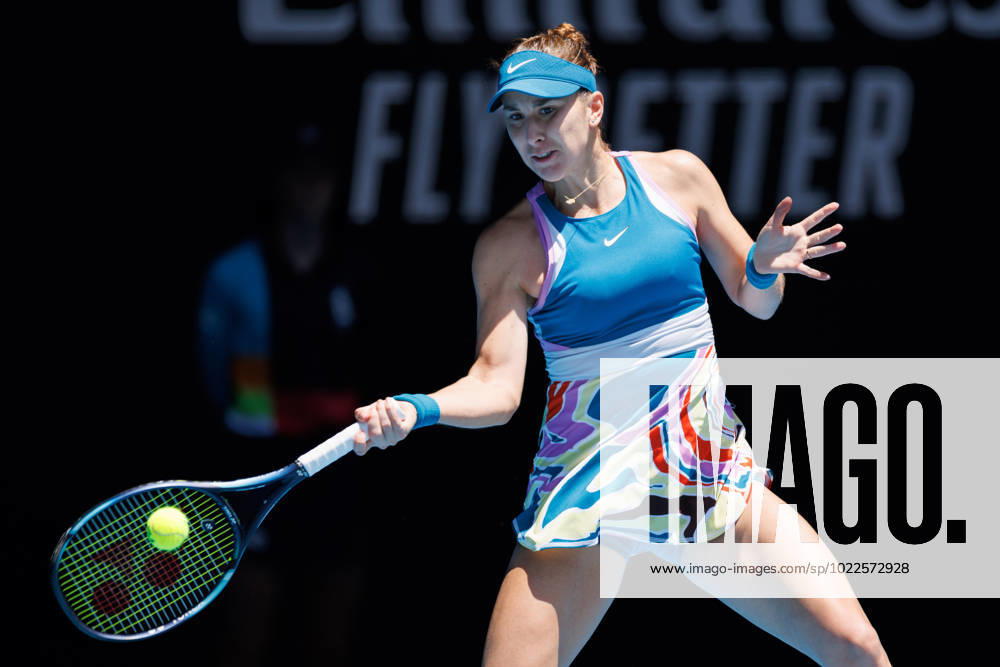 12th seed BELINDA BENCIC (SUI) in action against CAMILA GIORGI (ITA) on Rod Laver Arena in a Women s Singles 3rd round match on day 6 of the 2023 Australian Open in Melbourne, Australia. Cal Media USA - ZUMAc04_ 20230121_zaf_c04_043