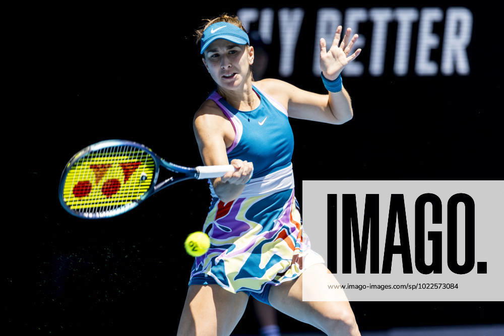 MELBOURNE, VIC - JANUARY 21: Belinda Bencic of Switzerland in action during Round 3 of the 2023 Australian Open on January 21 2023, at Melbourne Park in Melbourne, Australia. (Photo by Jason Heidrich Icon Sportswire) TENNIS: JAN 21 Australian Open Icon230121013