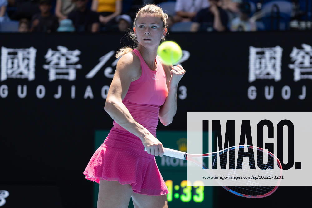 Camila Giorgi of Italy in action during round 3 match between Belinda Bencic of Switzerland and Camila Giorgi of Italy, Day 6 at the Australian Open Tennis 2023 at Rod Laver Arena, Melbourne, Australia on 21 January 2023.