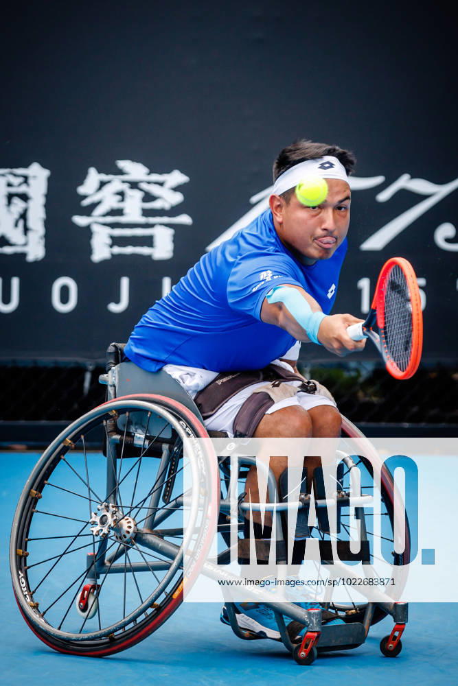 Chilean Alexander Cataldo pictured in action at a Men s Wheelchair Singles first round match between Belgian Gerard and Chilean Cataldo at the Australian Open tennis Grand Slam, Tuesday 24 January 2023 in Melbourne Park, Melbourne, Australia. PATRICKxHAMILTON x58691880x