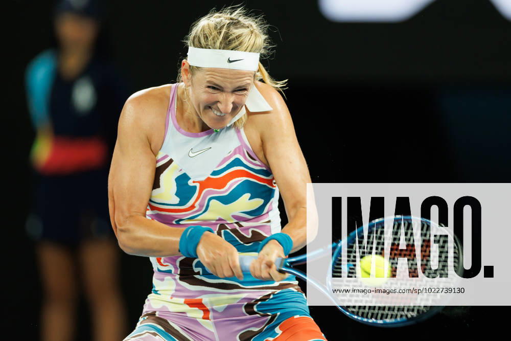 24th seed VICTORIA AZARENKA of Belarus in action against 3rd seed J. PEGULA of the USA on Rod Laver Arena in a Women s Singles Quarterfinals match on day 9 of the 2023 Australian Open in Melbourne, Australia. USA - ZUMAc04_ 20230124_zaf_c04_008