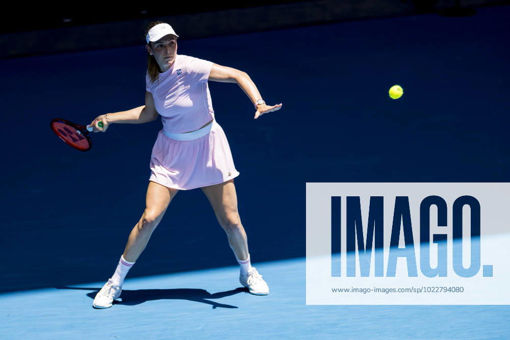 MELBOURNE, VIC - JANUARY 25: Donna Vekic of Croatia in action during the Quarterfinals of the 2023 Australian Open on January 25 2023, at Melbourne Park in Melbourne, Australia. (Photo by Jason Heidrich Icon Sportswire) TENNIS: JAN 25 Australian Open Icon230125081