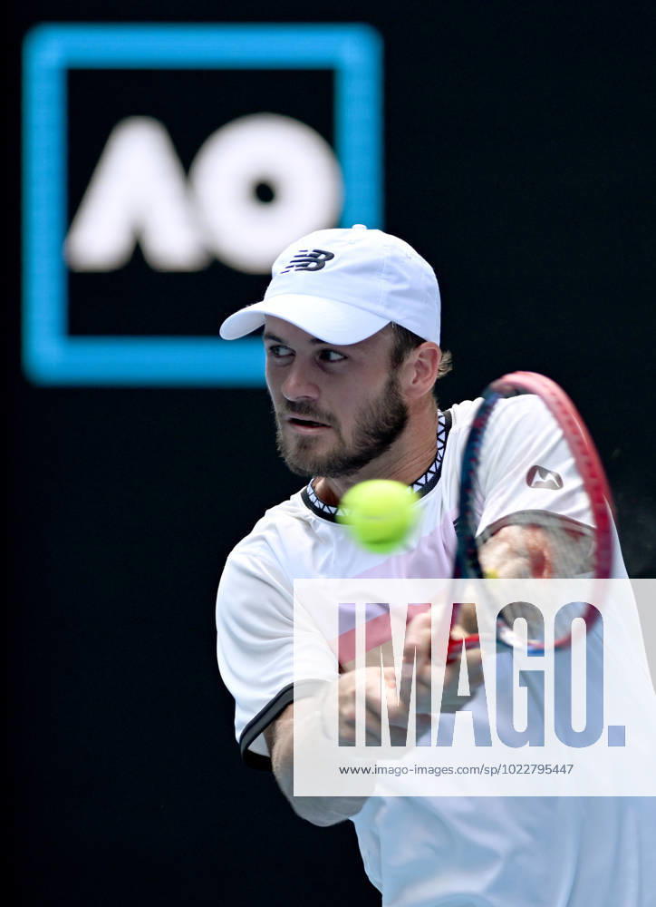 TENNIS AUSTRALIAN OPEN, Tommy Paul of USA returns to Ben Shelton of USA during their quarter final match against at the 2023 Australian Open tennis championship at Melbourne Park in Melbourne, Wednesday, January 25, 2023. ( NO ARCHIVING, , NO USE IN BOOKS WITHOUT CONSENT MELBOURNE VICTORIA AUSTRALIA