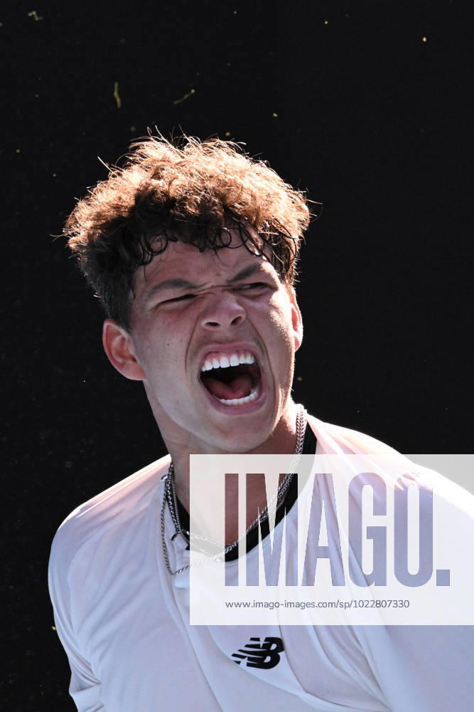 TENNIS AUSTRALIAN OPEN, Ben Shelton of the USA reacts during his Quarterfinals match against Tommy Paul of the USA at the 2023 Australian Open tennis tournament at Melbourne Park in Melbourne, Wednesday, January 25, 2023. ( NO ARCHIVING, , NO USE IN BOOKS WITHOUT CONSENT MELBOURNE VICTORIA AUSTRALIA