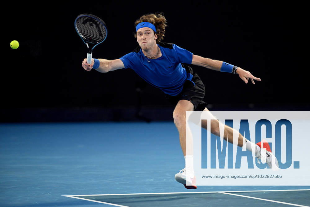 TENNIS AUSTRALIAN OPEN, Andrey Rublev in action during his Quarterfinal match against Novak Djokovic of Serbia at the 2023 Australian Open tennis tournament at Melbourne Park in Melbourne, Wednesday, January 25, 2023. ( NO ARCHIVING, , NO USE IN BOOKS WITHOUT CONSENT MELBOURNE VICTORIA AUSTRALIA