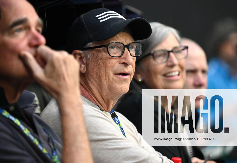 TENNIS AUSTRALIAN OPEN, Bill Gates looks on during the semi final match between Elena Rybakina of Kazakhstan and Victoria Azarenka of Belarus at the 2023 Australian Open tennis championship at Melbourne Park in Melbourne, Thursday, January 26, 2023. ( NO ARCHIVING, , NO USE IN BOOKS WITHOUT CONSENT MELBOURNE VICTORIA AUSTRALIA