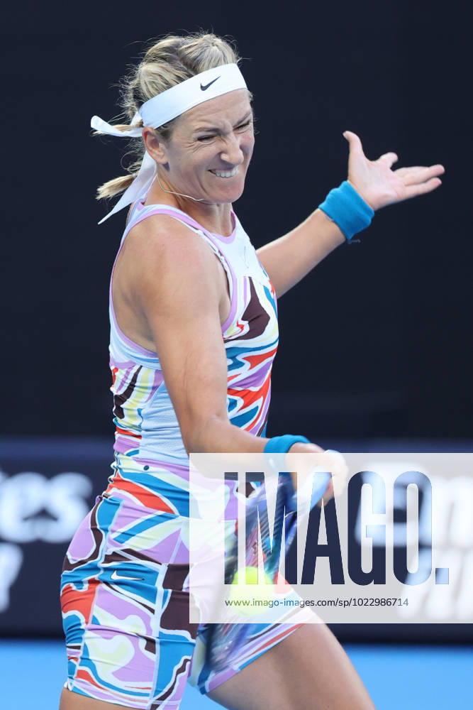 Victoria Azarenka in action against Elena Rybakina of Kazakistan in the Semi Final, Day 11 at the Australian Open Tennis 2023 at Rod Laver Arena, Melbourne, Australia on 26 January 2023.