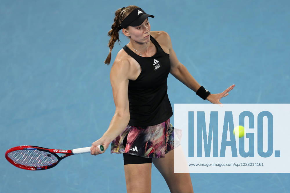 22nd seed ELENA RYBAKINA of Kazakhstan in action against 24th seed VICTORIA AZARENKA of Belarus on Rod Laver Arena in a Women s Singles Semifinal match on day 12 of the 2023 Australian Open in Melbourne, Australia. Cal Media USA - ZUMAc04_ 20230126_zaf_c04_028