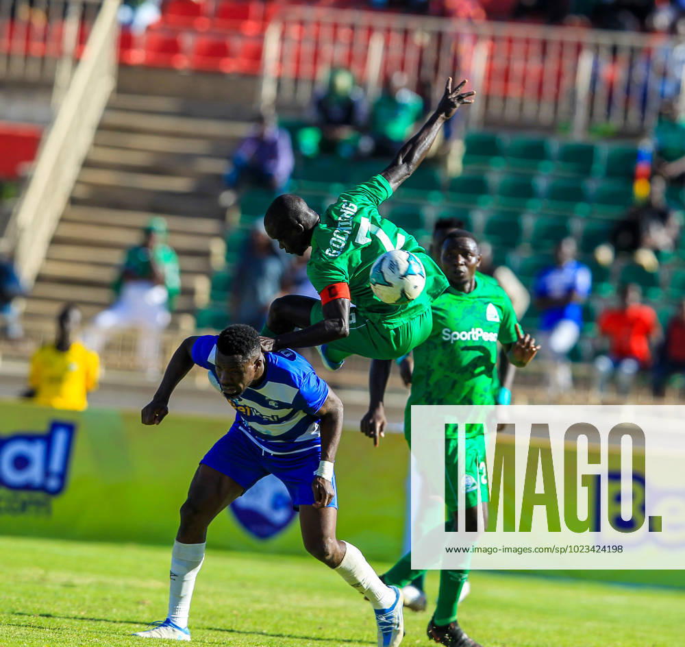 NAIROBI, KENYA - 29: Gor Mahia Geoffrey Ochieng vie for an aerial ball with AFC Leopards Jafari Owiti during FKF premier league match between Gor Mahia and Afc Leopards at Nyayo National Stadium on January 29th 2023 in Naitobi, Kenya. Photo CHRIS OMOLLO