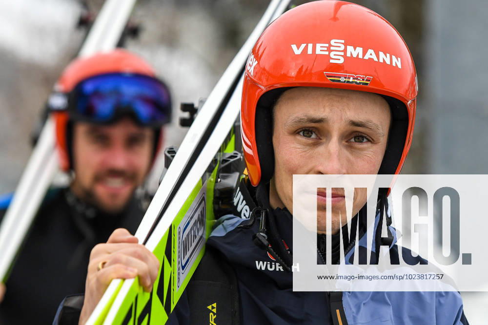 GER, Nordic Combined, World Cup in Oberstdorf 05 02 2023, World Cup Ski Jumping Arena, Oberstdorf, GER, Nordic Combined, World Cup in Oberstdorf, Ski Jumping, in the picture Eric Frenzel GER, 33 , in the background Johannes Rydzek GER, 35 nordphotoxGmbHx xHafner nph00200