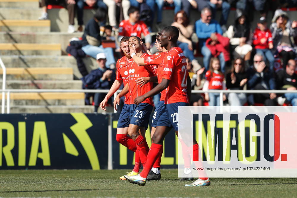 Michel Lima (Oliveirense), FEBRUARY 12, 2023 - Football Soccer : Lima celebrate wuth team players after his goal during Portugal Liga Portugal 2 SABSEG match between UD Oliveirense 2-1 FC Porto B at the Estadio Carlos Osorio in Oliveira de Azemeis, Portugal. Noxthirdxpartyxsales (210571745)