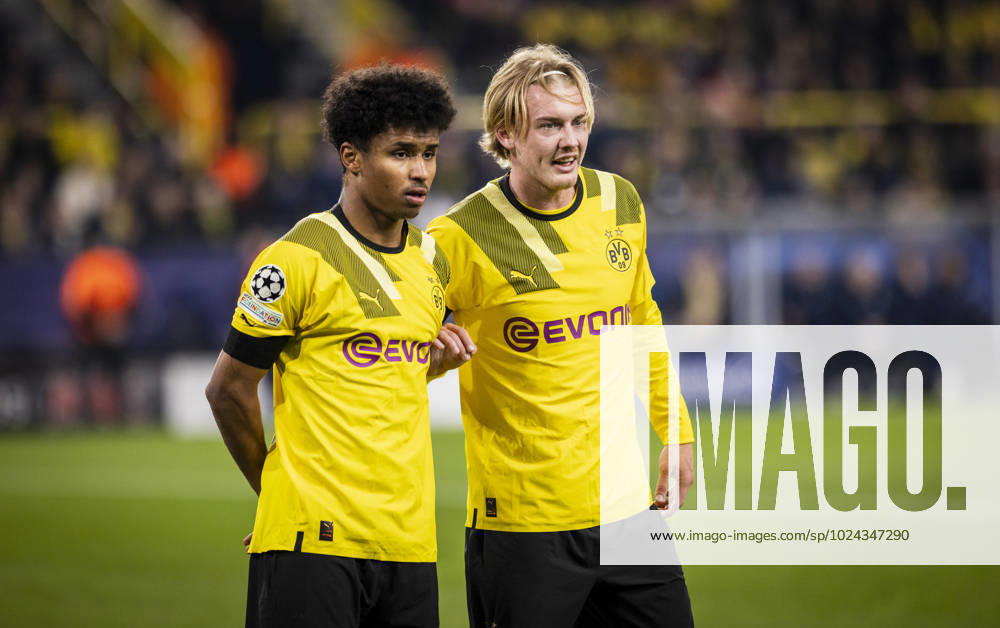 Dortmund, Germany 15th Feb, 2023 Karim Adeyemi BVB , Julian Brandt BVB Borussia Dortmund FC Chelsea London 15 02 2023