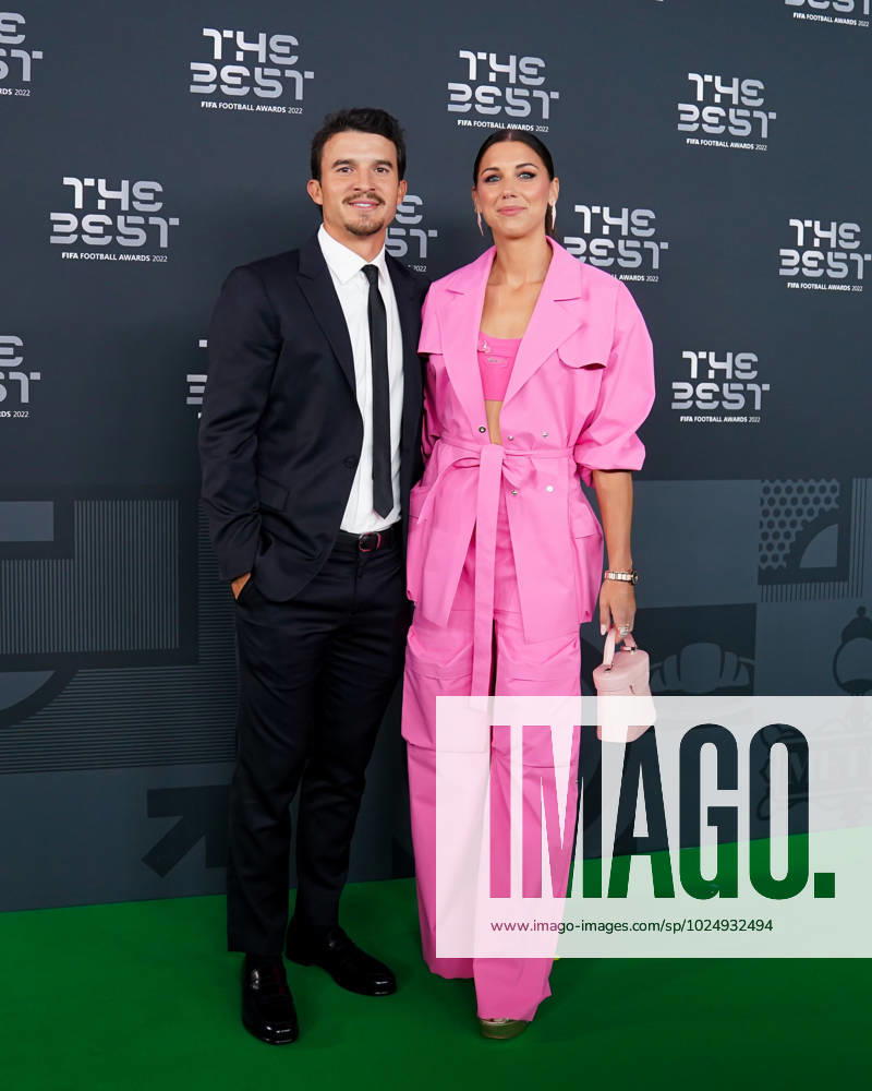 Paris, France, February 27th 2023: USA and San Diego Wave attacker Alex Morgan arrives with her husband Servando Carrasco at the The Best FIFA Football Awards 2022 at Salle Pleyel in Paris, France. (Daniela Porcelli SPP)