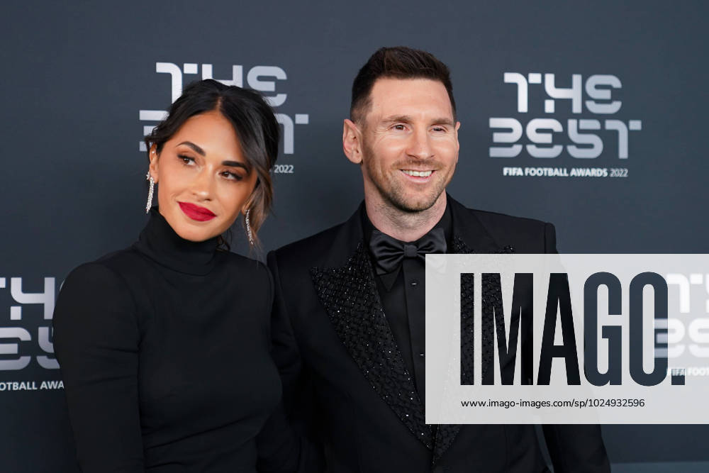 Paris, France, February 27th 2023: Argentina and PSG attacker Lionel Messi arrives with his wife Antonella Roccuzzo at the The Best FIFA Football Awards 2022 at Salle Pleyel in Paris, France. (Daniela Porcelli SPP)