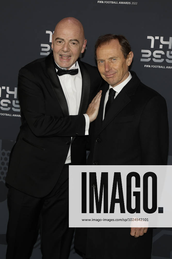 27 Fevrier 2023 : Paris, France : Gianni Infantino et Emiliano Butragueno arrivant la la soirà e des FIFA AWARDS THE BEST 2023 à la Salle Pleyel. (Henri Szwarc Starface) 289106 2023-02-27 Paris France