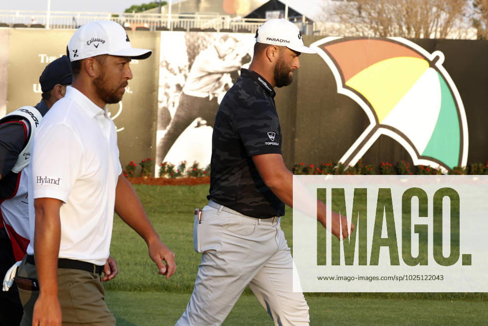ORLANDO, FL - MARCH 03: From left to right PGA, Golf Herren golfers Xander Schauffele and Jon Rahm walk the 10th hole during the second round of the Arnold Palmer Invitational on March 3, 2023 at Arnold Palmer s Bay Hill Club and Lodge in Orlando, Florida. (Photo by Brian Spurlock Icon Sportswire) GOLF: MAR 03 PGA - Arnold Palmer Invitational presented by Mastercard Icon23030335