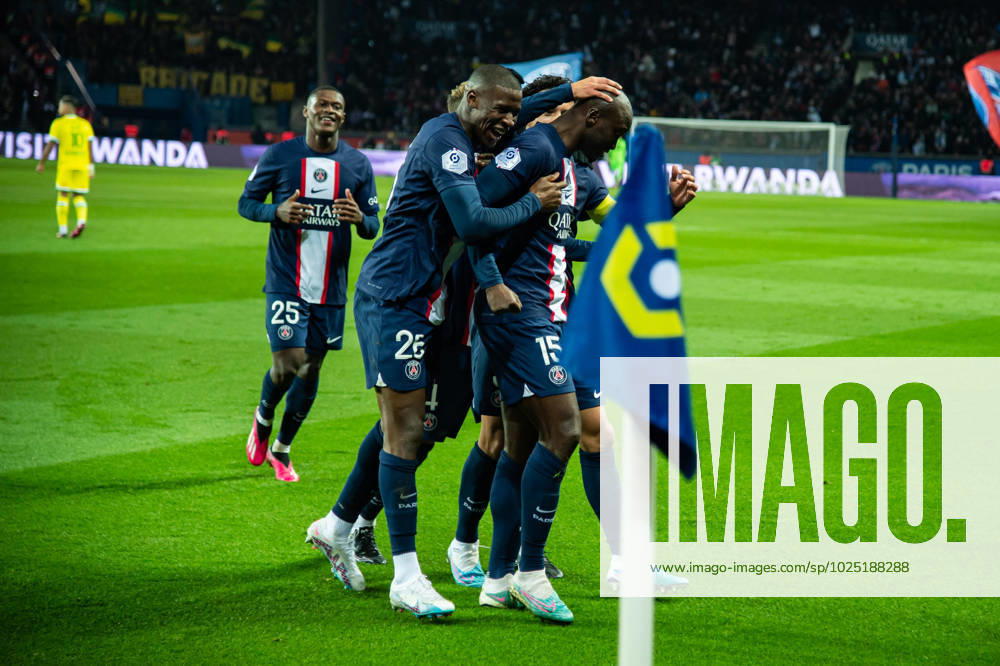 Joie des joueurs du Paris SG apràs le but de Danilo Pereira (Paris SG) FOOTBALL : Paris Saint Germain - FC Nantes - Ligue 1 - Journà e 26 - 04 03 2023 BaptisteAutissier Panoramic
