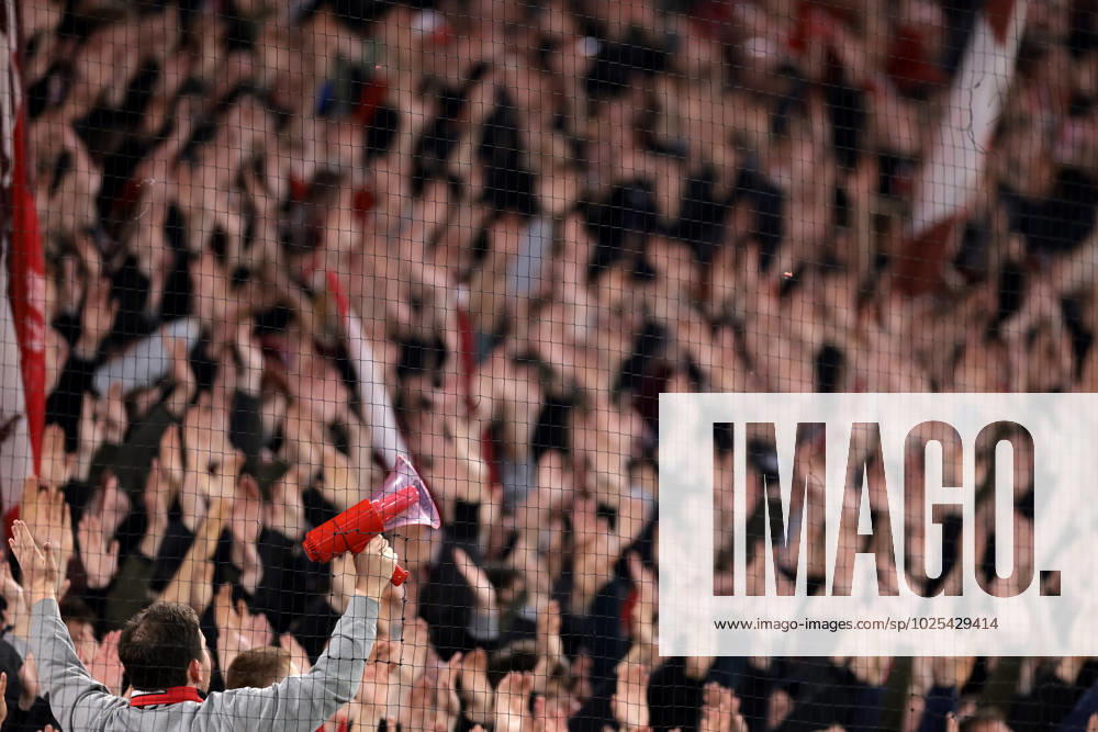 Munich, Germany, 8th March 2023. FC Bayern Munich fans cheer on their team during the UEFA Champions League match at Allianz Arena, Munich. Picture credit should read: Jonathan Moscrop Sportimage . SPI-2286-0065