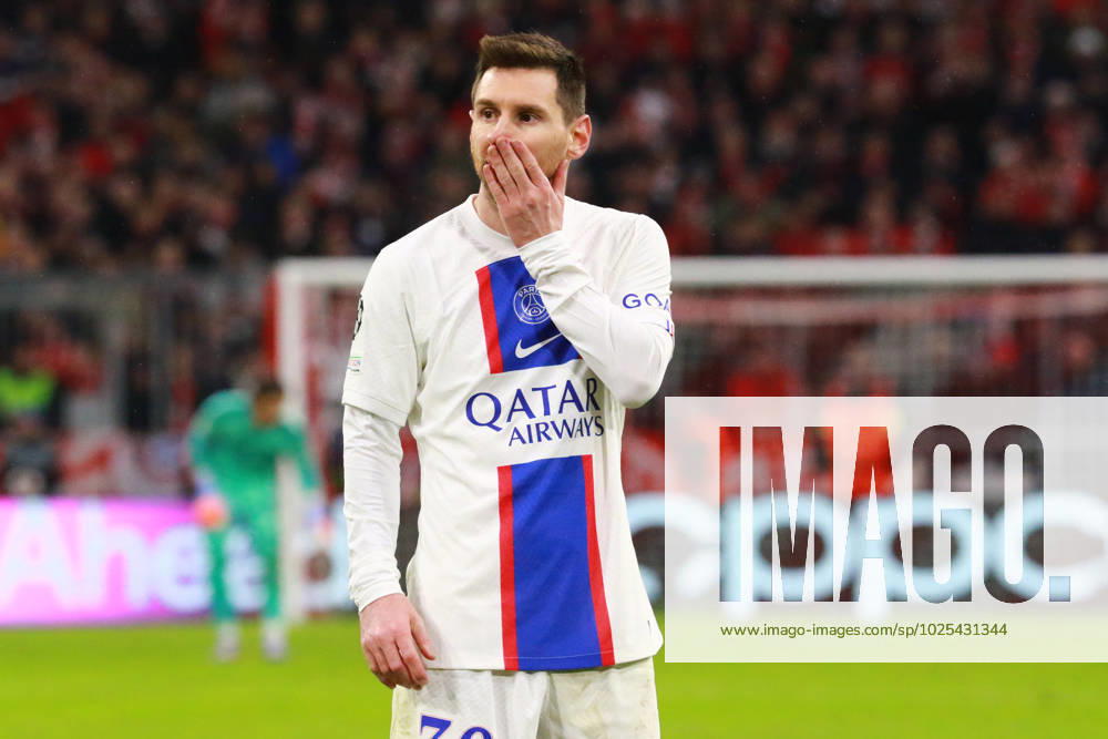 30 Lionel Messi PSG is perplexed, dissatisfied, portrait, gestures, gestures Football UEFA Champions League FC Bayern Muenchen Paris Saint Germain Allianz Arena 08 03 2023 PHOTO Mladen Lackovic LakoPress