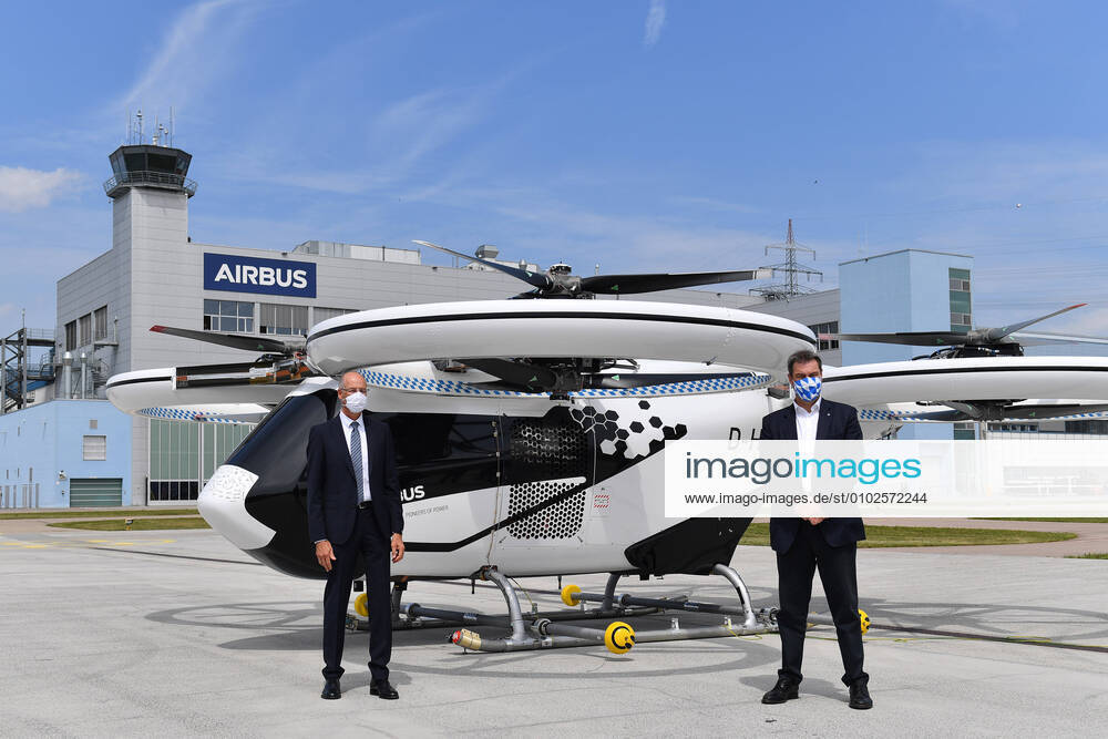 Markus SOEDER State Premier of Bavaria and CSU Chairman inspects the Airbus air taxi CITYAIRBUS Markus SOEDER State Premier of Bavaria and CSU Chairman visits the Airbus helicopter factory in Donauwoerth on 20 07 2020