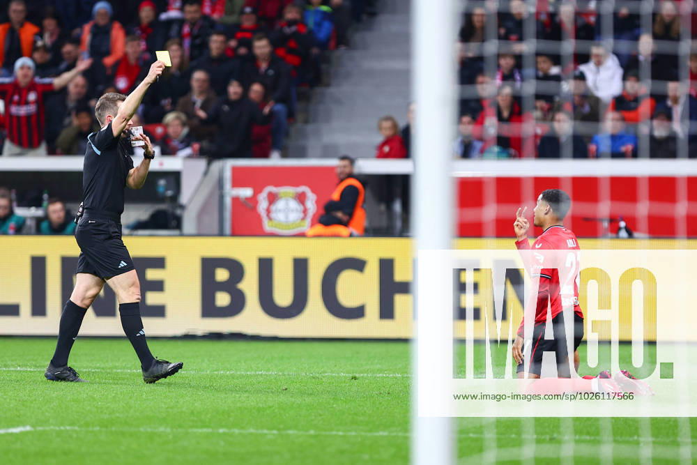 Foul on Amine Adli Bayer 04 Leverkusen by Dayot Upamecano FC Bayern Muenchen First Amine Adli Bayer 04 Leverkusen gets yellow, then after VAR, penalty for Leverkusen Bayer 04 Leverkusen vs FC Bayern Muenchen, football, 1 Bundesliga, 25 Spieltag, Spielzeit 2022 2023, 19 03 2023 DFB regulations prohibit any use of photographs as image sequences and or quasi video Leverkusen NRW Germany