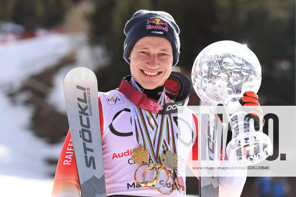 KW11 ALPINE SKIING - FIS WC Final Soldeu SOLDEU,ANDORRA,19.MAR.23 - ALPINE SKIING - FIS World Cup Final, award ceremony for the overall world cup, Men. Image shows Marco Odermatt (SUI). Keywords: crystal globe. GEPAxpictures xMathiasxMandl
