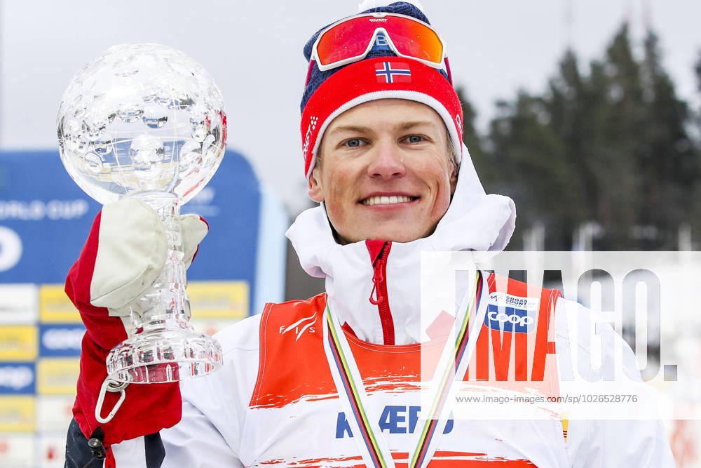 KW12 NORDIC SKIING - FIS WC Lahti LAHTI,FINLAND,25.MAR.23 - NORDIC SKIING, CROSS COUNTRY SKIING - FIS World Cup, classic sprint, men, final. Image shows Johannes Hoesflot Klaebo. Keywords: crystal globe. GEPAxpictures xPatrickxSteiner