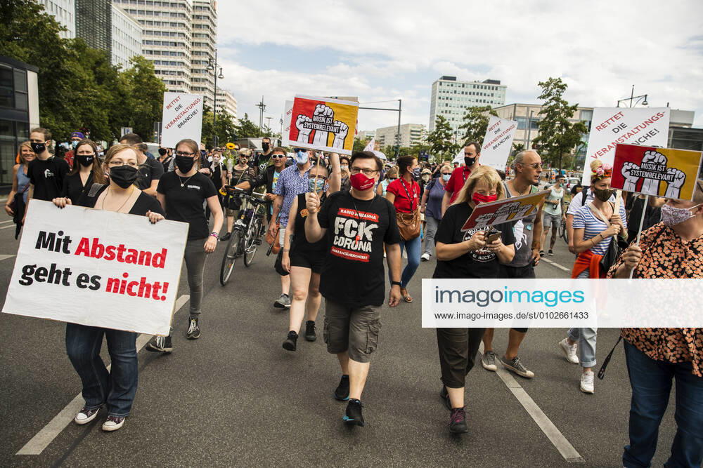 People take part in a protest for the event industry in Berlin on 24 July 2020 Operators of the industry lament almost 6 months of unemployment and lack of revenue due to measures to limit the spread of Coronavirus 3 Demonstration of the event industry in Berlin