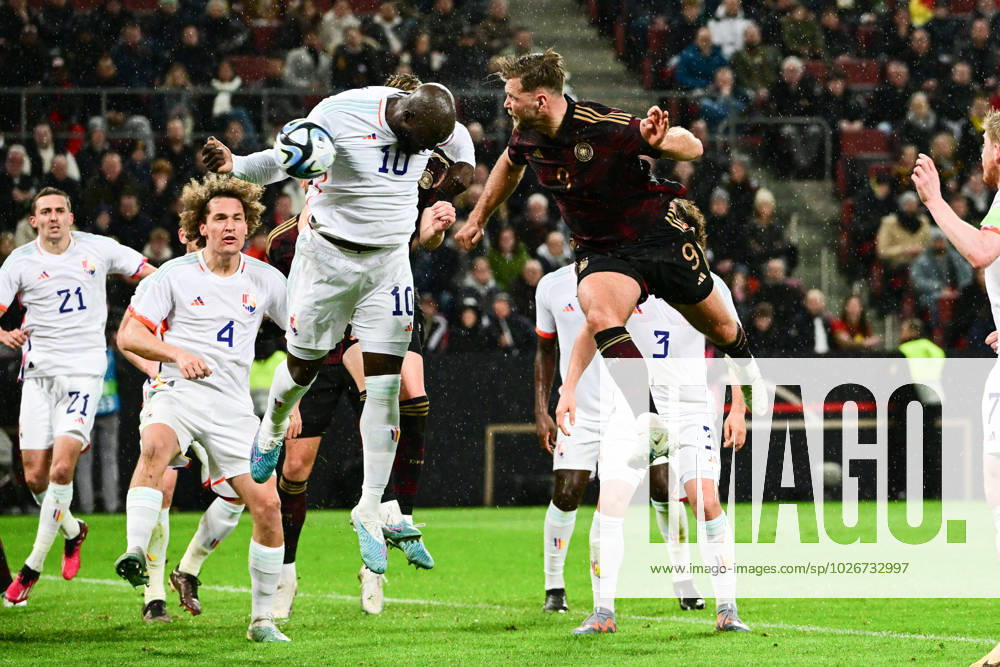 Niclas Fuellkrug header 9 Germany , Romelu Lukaku handball 10 Belgium , Germany vs Belgium , Football , National team international , 28 03 2023 DFB regulations prohibit any use of photographs as image sequences and or quasi video