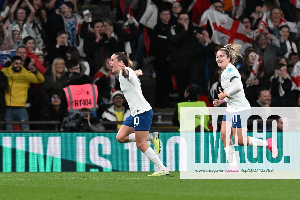 England Women v Brazil CONMEBOL UEFA Women s Champions Cup Finalissima Goal 1-0 - Ella Toone of England celebrates scoring the opening goal during the CONMEBOL UEFA Women s Champions Cup Finalissima match between England Women and Brazil at Wembley Stadium, London, England on 6 April 2023. London Wembley Stadium Greater London England Editorial use only ,