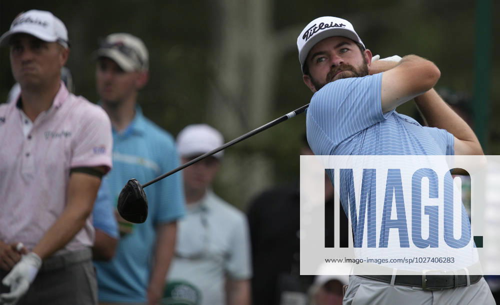 Cameron Young tees off on the 18th hole during the first round at the Masters tournament at Augusta National Golf Club in Augusta, Georgia on Thursday, April 6, 2023. AUG20230406223 BOBxSTRONG